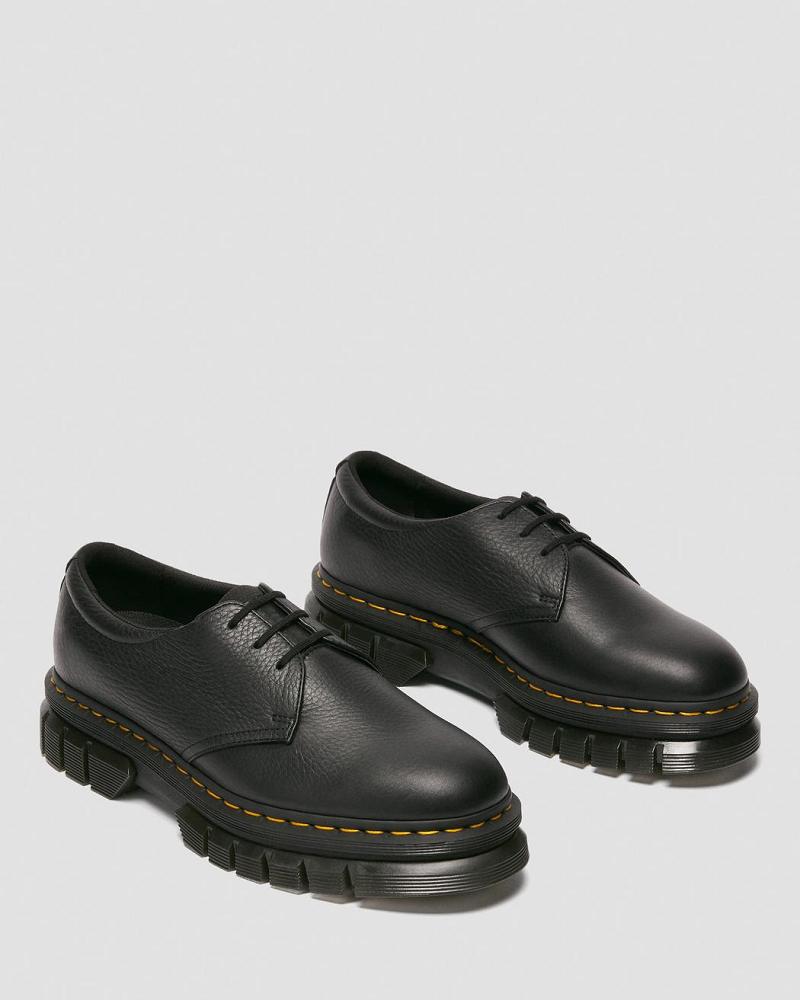 Men's Dr Martens Rikard Lunar Leather Platform Shoes Black | AU 627PJJ